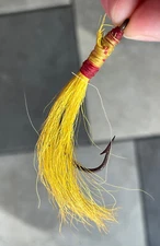 Vintage 20th C. Fishing Lure Baitcasting Fly Horsehair Horse Hair Yellow Tackle