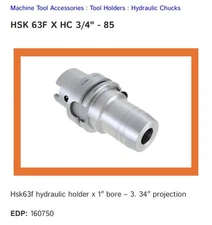 Hydrologic Tool Holder - Hsk53F HC 3/4”-85 Brand:Techniks