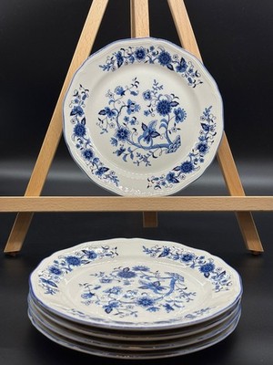Vintage Sango Seine Blau Blau Klassisch Speiseteller 5 Stück 19 cm