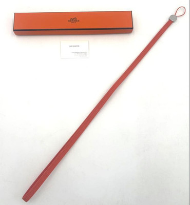 Hermes Paris Sellier Lanyard Long Strap Keychain Neck Strap Orange
