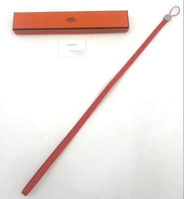 エルメス　ストラップ Hermes Paris Sellier Lanyard Long Strap Keychain Neck Strap Orange