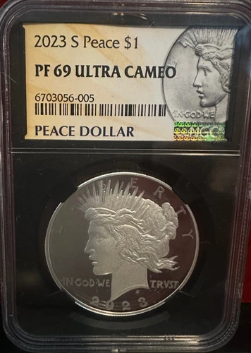 2023 S Peace Silver Dollar NGC PF69 Ultra Cameo .999 Silver
