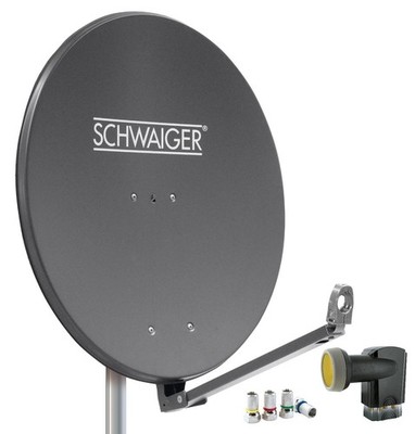 SCHWAIGER 4609 Satelliten-Set Aluminiumantenne Quad LNB 8x F-Stecker 7 $