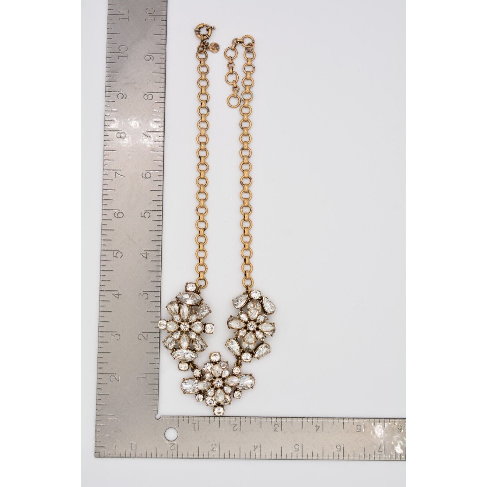 J.Crew Statement Necklace Rhinestone Crystal Anti… - image 12