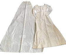 Handmade Anyique Victorian Wefding Dress W Train XS S Small Silk Lace