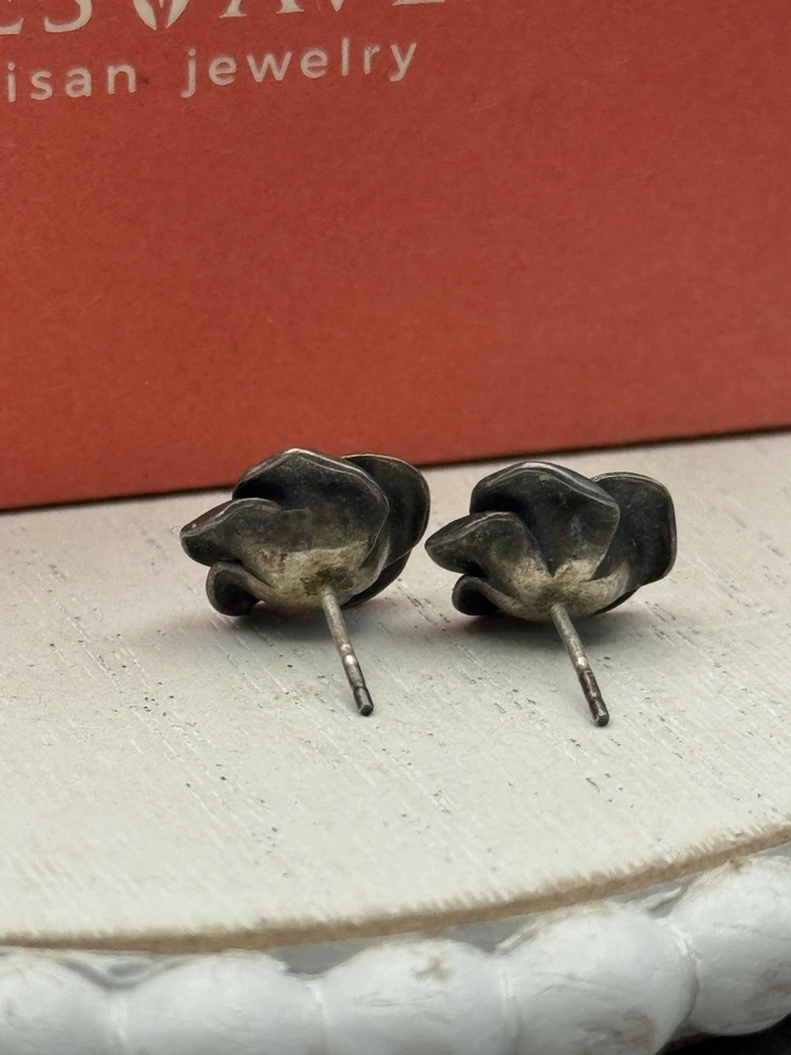 Pendientes James Avery retirados raros de plata de ley 925 con perlas rosas 3,79 G / 0,5 pulgadas Foto 3 de 4