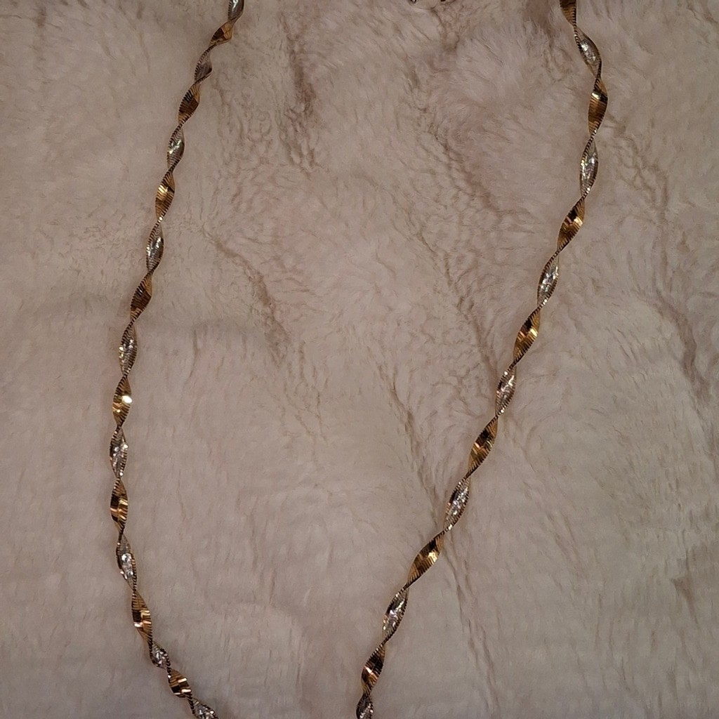 Solid Sterling Silver & Gold Twisted Herringbone … - image 3