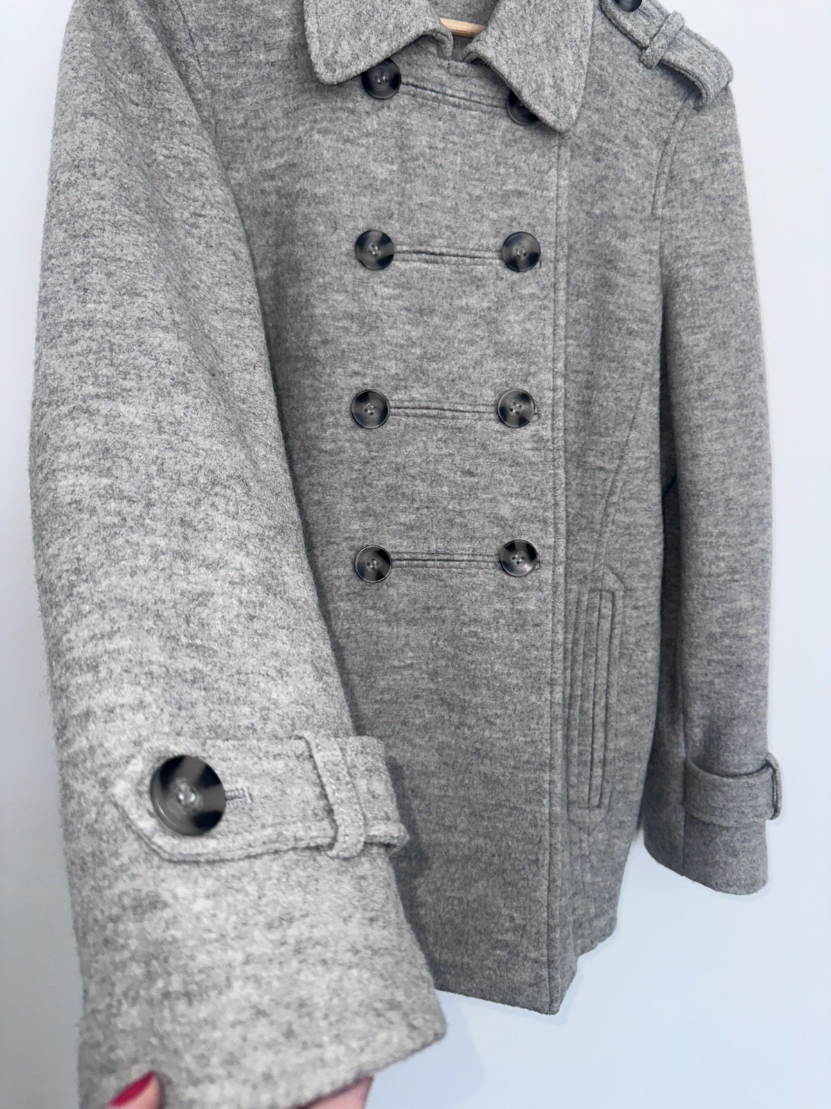 Beautiful Mint Velvet Rare Military Coat Jacket Sz Large (UK 16) Grey image 3
