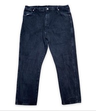 Vintage 90s Wrangler Jeans Size 42x32 Black Denim Relaxed Fit USA Made