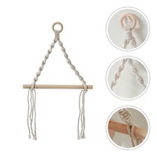Beige Bohemian Wall Shelf Handmade Cotton Towel Hanger for Kitchen