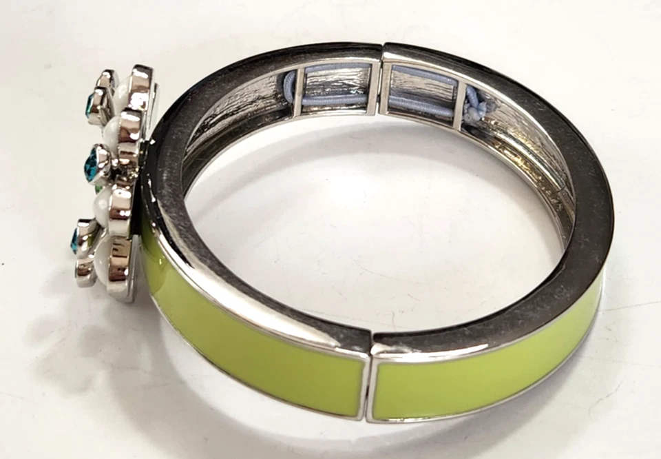 Lia София лайм зеленый эластичный браслет бирюзовый белый со стразами цветок мод 60-х - Изображение 3 из 4