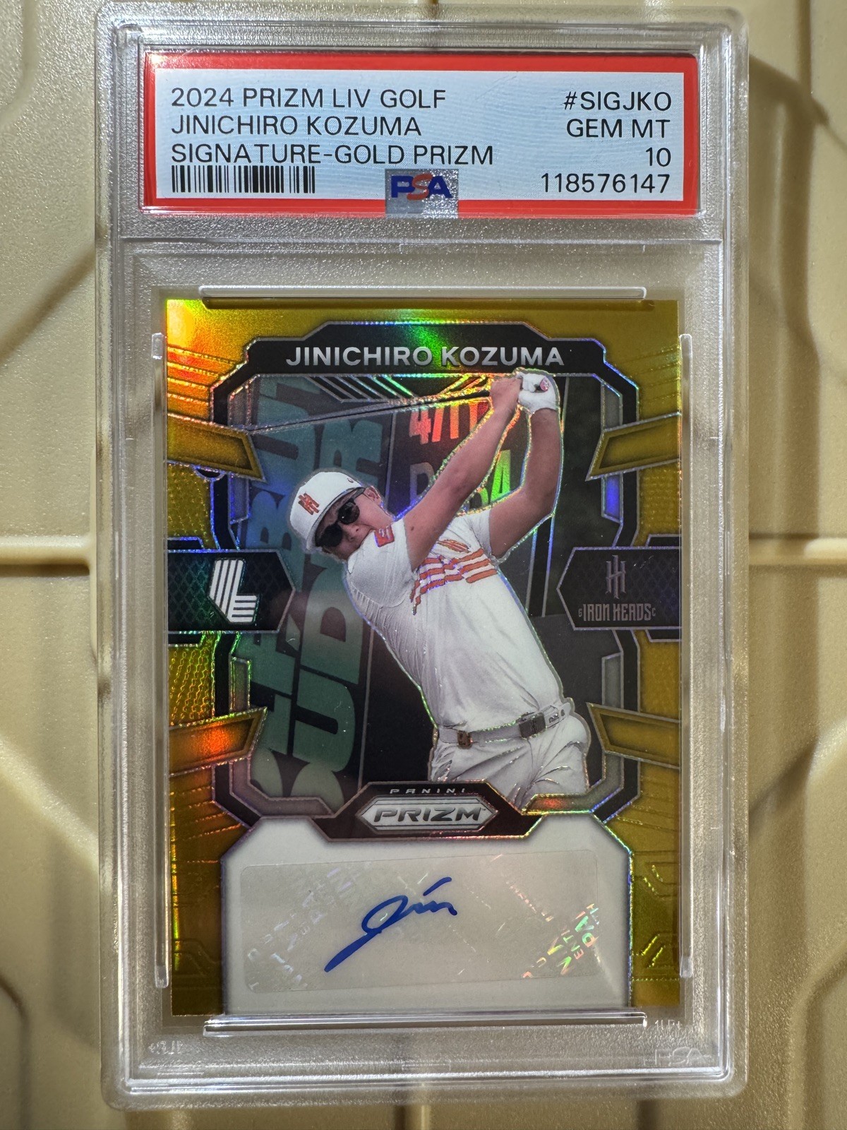 JINICHIRO KOZUMA 2024 Panini Prizm LIV Golf GOLD AUTO 3/10 PSA 10 GEM 
