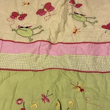 Youth Girls Party Frogs/ Butterflies 4-piece Full Size Pink/Green Comforter Set
