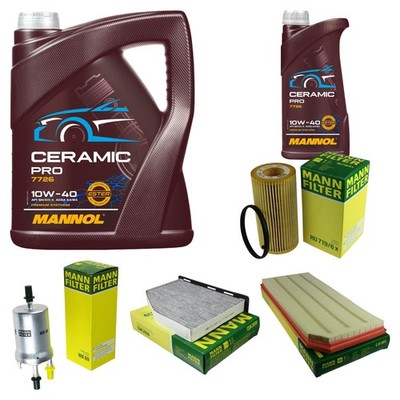 MANN Inspektionspaket 6L MANNOL Ceramic Pro 10W-40 für Audi A3 Sportback 8PA S3