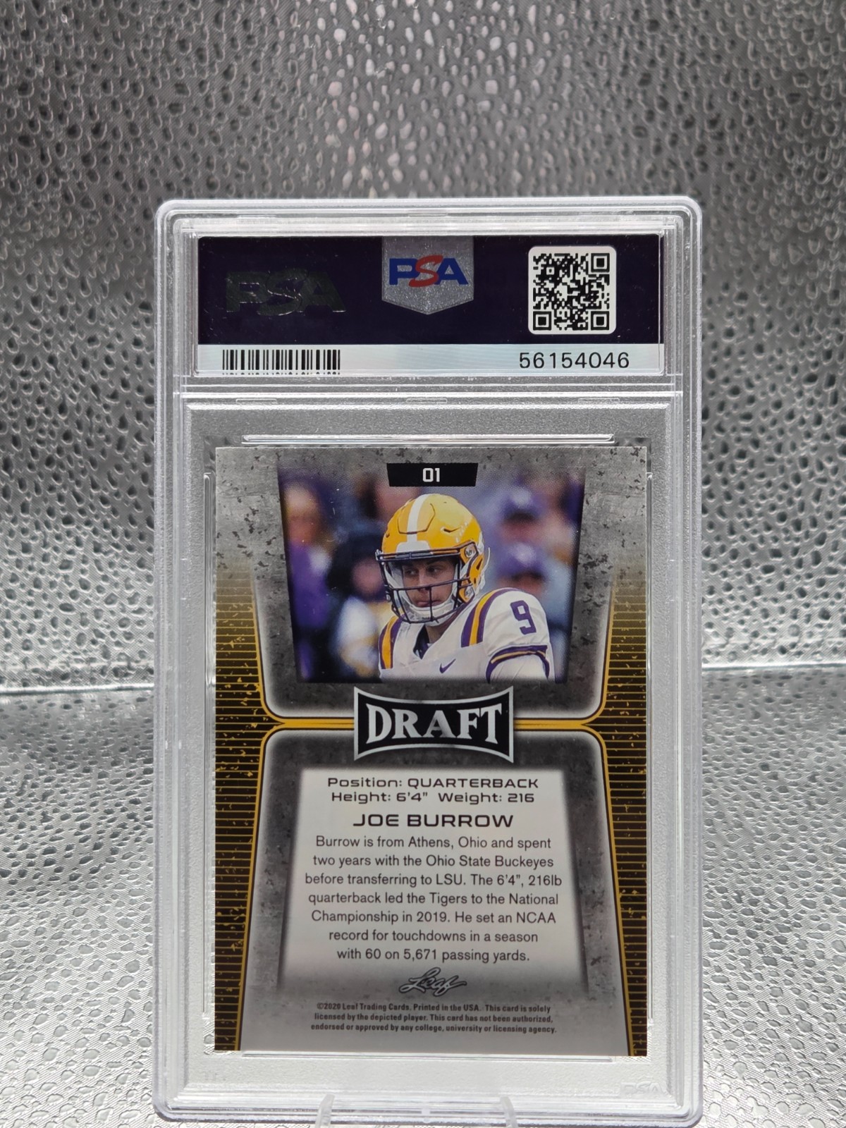 2020 Leaf Draft Bengals JOE BURROW Rookie RC Card PSA 10 GEM MINT view 2