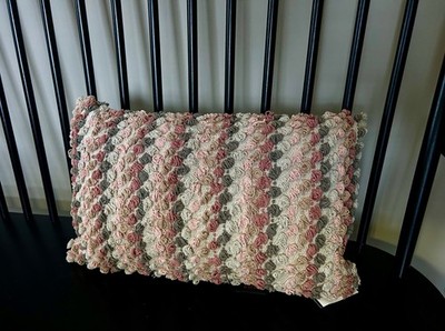 FRYE Multi Colored Textured Looped Cotton Throw Pillow 18'' x 12''