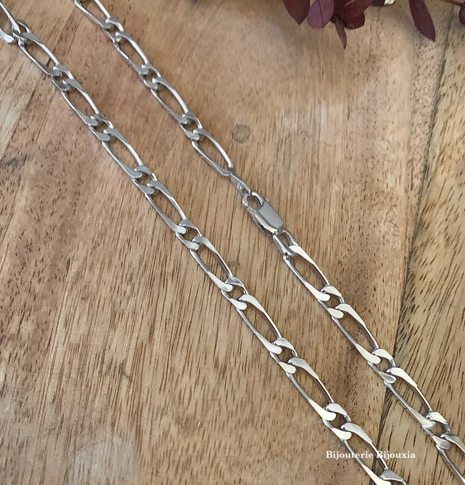Catena a Maglie Figaro Lucidata 60CM X 5mm IN Argento Massiccio Rodio Qualità - Immagine 4 di 4