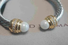 Davld/YurmanSterling/Silver/14K/Gold White Pearl 7mm Cable ClassicsBracelet