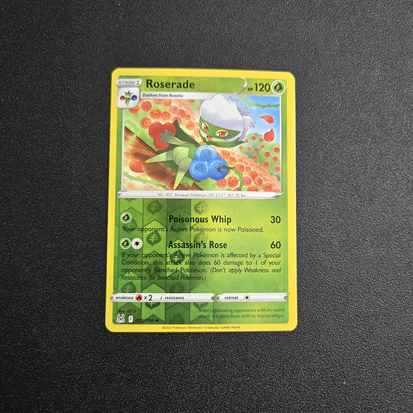 Pokemon TCG Lost Origin Roserade Reverse Holo Card 15/196