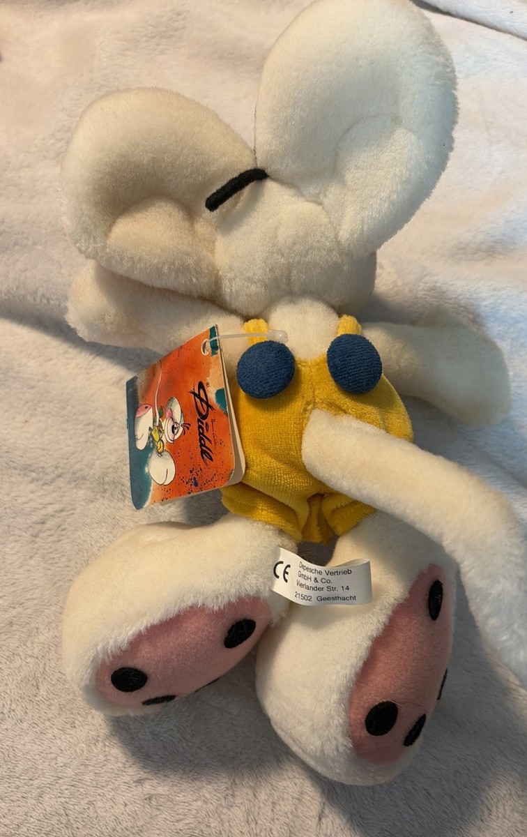 Diddl Mouse 10.5” Plush Yellow Overalls NWT Thomas Goletz German