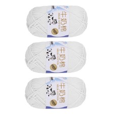 3PCS Crocheting Yarn,White 5 Ply Acrylic Yarn 150 G,295 Yards