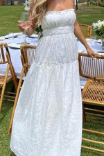 Sir evie Dress Size AU/UK 2 (10) US 6 White Strapless Midi Linen Party Romantic