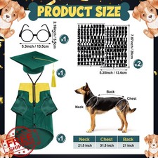 Huhumy Dog Graduation Costume XL Green Yellow Gown Cap Glasses