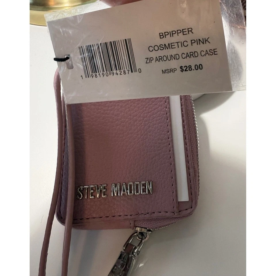 Steve Madden BPipper Cosmético Rosa Zíper ao Redor Estojo de Cartão Pulseira Destacável Novo com etiquetas - Imagem 4 de 4