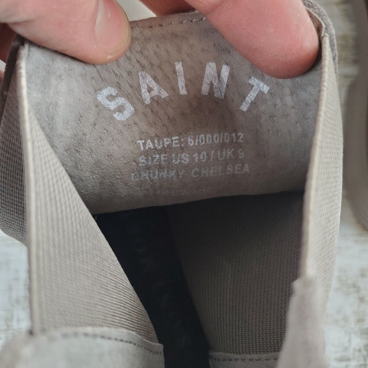 Saint Morta Chunky Mens Chelsea Boot Sz 10 Taupe Suede Leather Elastic Panel 05008210-YS584_default_0005.  main image 2