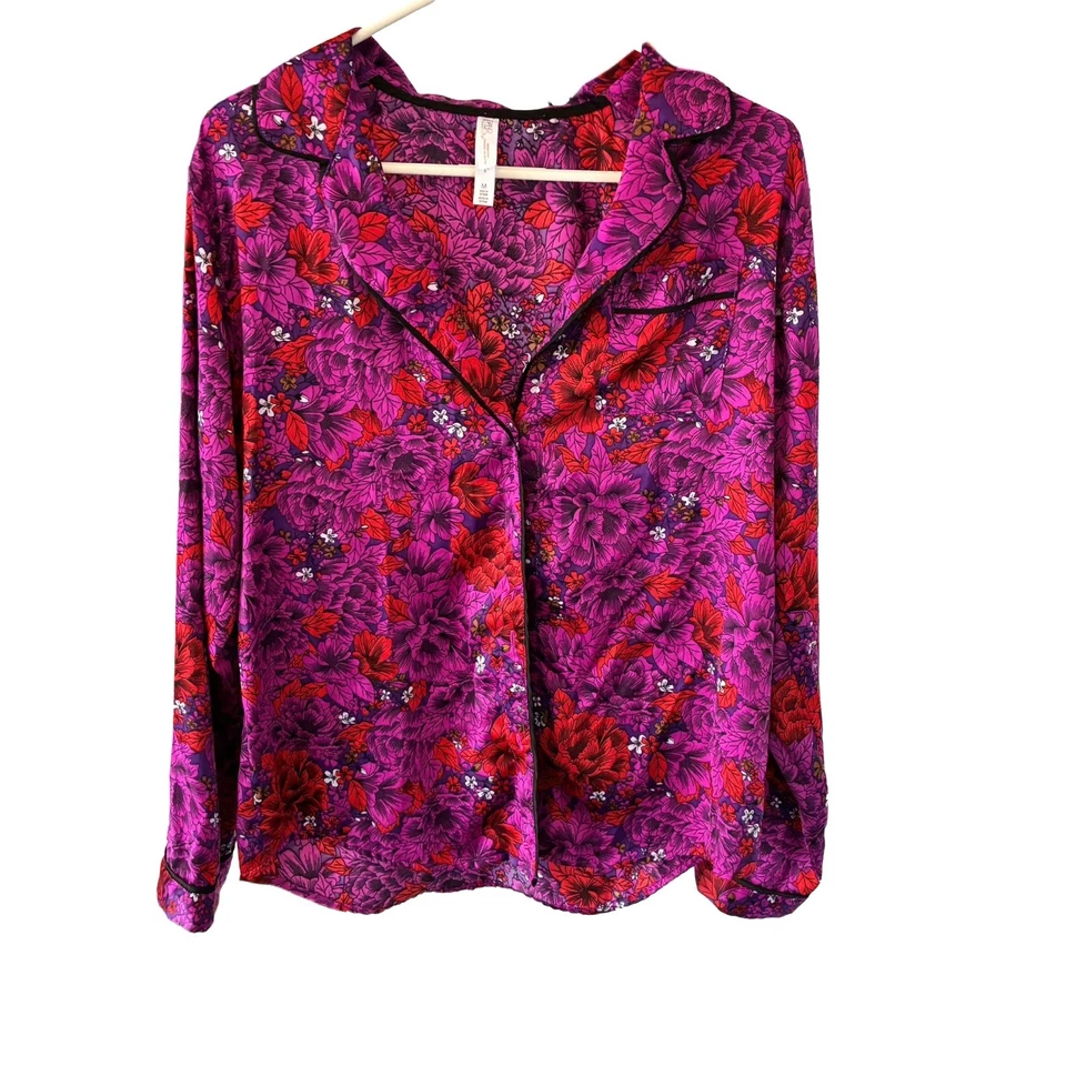 Conjunto de pijama top y pantalón Gilligan & O’Malley XL azul satinado a lunares para mujer Foto 2 de 4