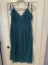 Lulus Midi Dress Women Large Turquoise Blue Lace Eyelet Strappy