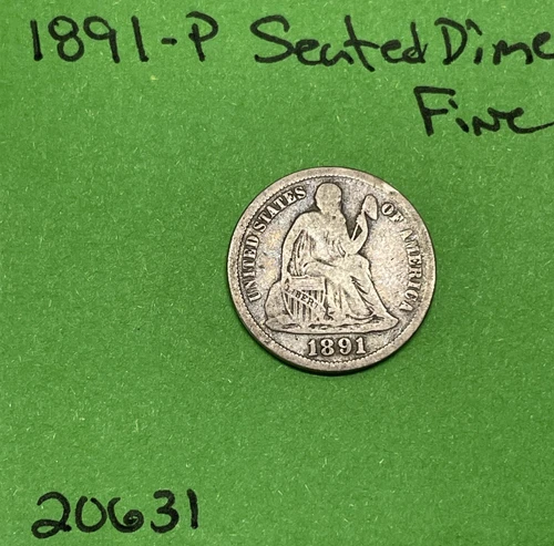 1891-P Seated Liberty Dime 10c Fine