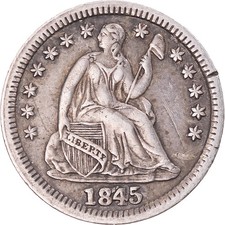 #343402 Coin, United States, Seated Liberty Half Dime, Half Dime, 1845, U.S. M