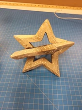 Wood Star Sculpture Tabletop Decor Rustic Farmhouse Style 7 Inch Tall