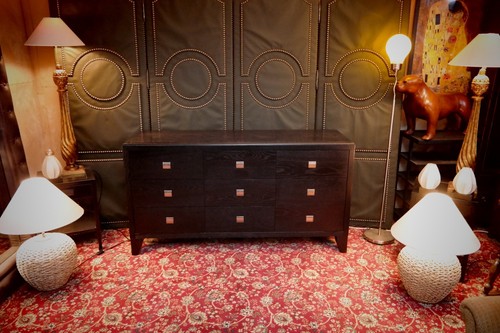 Lombok Canton Style Large Chest Of Drawers Black Lacquered Solid Ash Sideboard🚚 - Picture 2 of 11