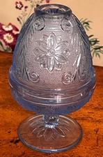 RARE! Indiana Glass Tiara Periwinkle Blue Chantilly Sandwich Fairy Lamp