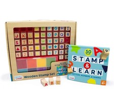 48pc Wooden Letters, Numbers,  Shapes Stamp Set - Chuckle  Roar  READ