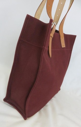 Hermes Etrivière Bag Burgundy Canvas Brown Leather Handles Etriviere Tote EUC - Picture 4 of 10