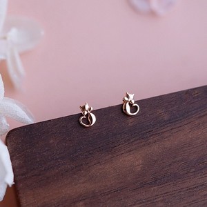 Authentic Rose Gold-plated .925 Sterling Kitty Cat Stud Earrings