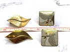 Laurel Burch Gold Tone Pierced Earrings (2) Etched Leaf Enamel Moon Doves — photo 6