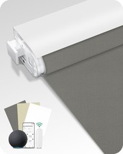 Motorized Blinds No-Drill Automatic Roller Shades Remote Blackout Smoky Gray BN