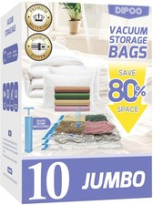 10 Pack Jumbo Vacuum Storage Bags with Hand Pump, 80% 10 Jumbo, Clear 