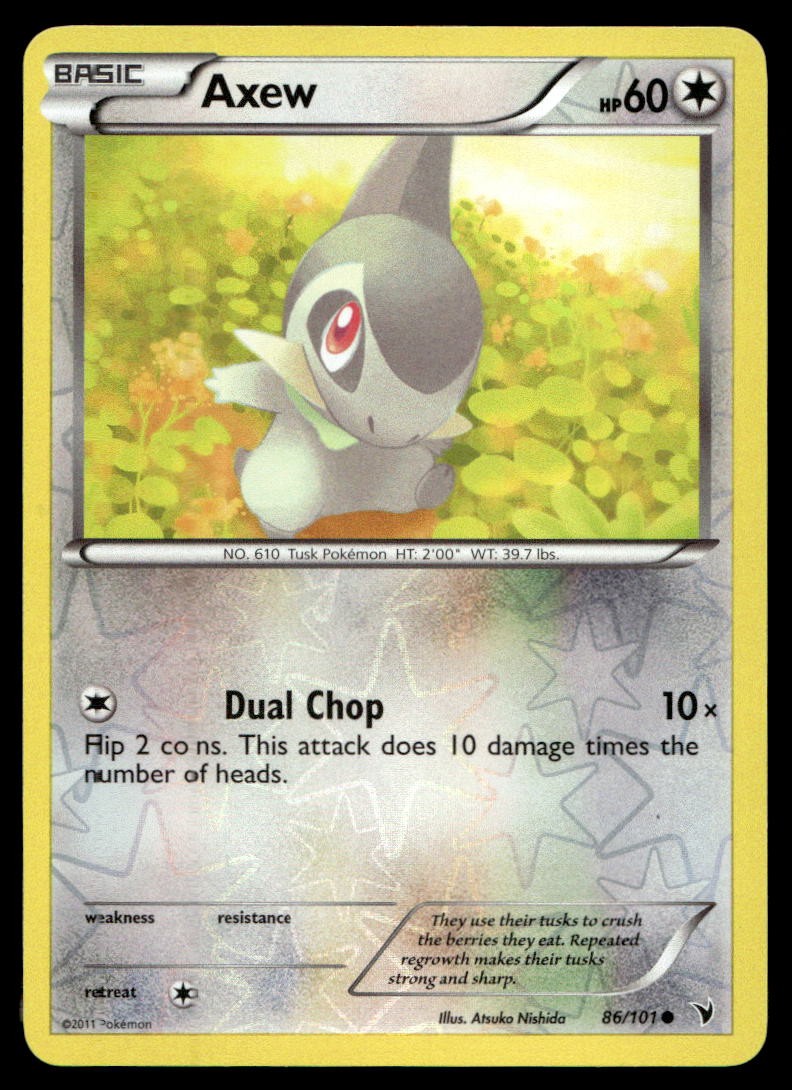 Axew Noble Victories Common 86/101 2011 Pokemon TCG
