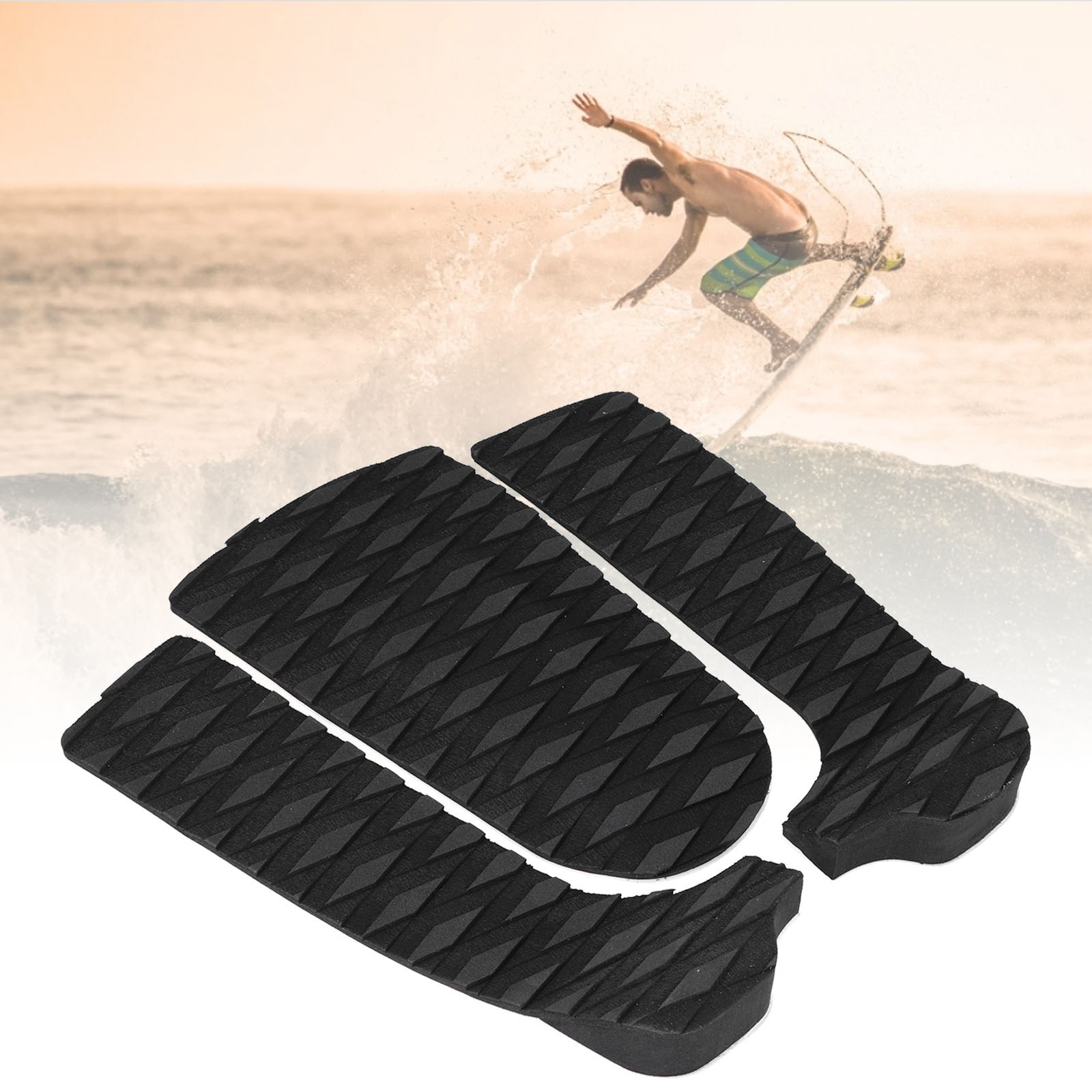 3pcs EVA Surfboard Deck Traction Pads Lightweight Anti‑Skid Pad For Surfing New