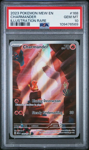 2023 POKEMON MEW EN-151 ILLUSTRATION RARE #168 CHARMANDER PSA 10