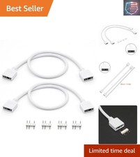 2-Pack 1-to-1 ARGB Extension Cable, White 5V 3-Pin Female to Female ARGB Addr...