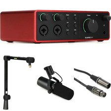 Focusrite Scarlett 4i4 4th Gen USB Audio Interface and Shure SM7dB Podcasting