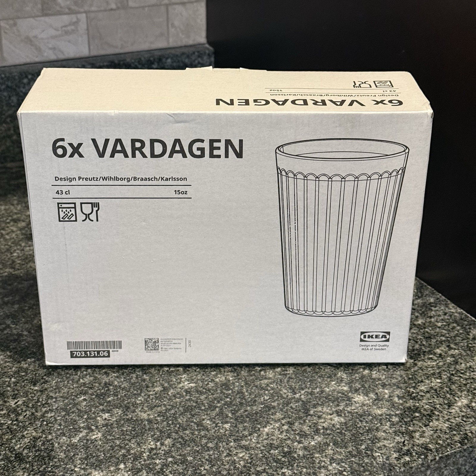 IKEA Vardagen Tumbler Water Glasses Clear Six- 15 oz 703.131.06