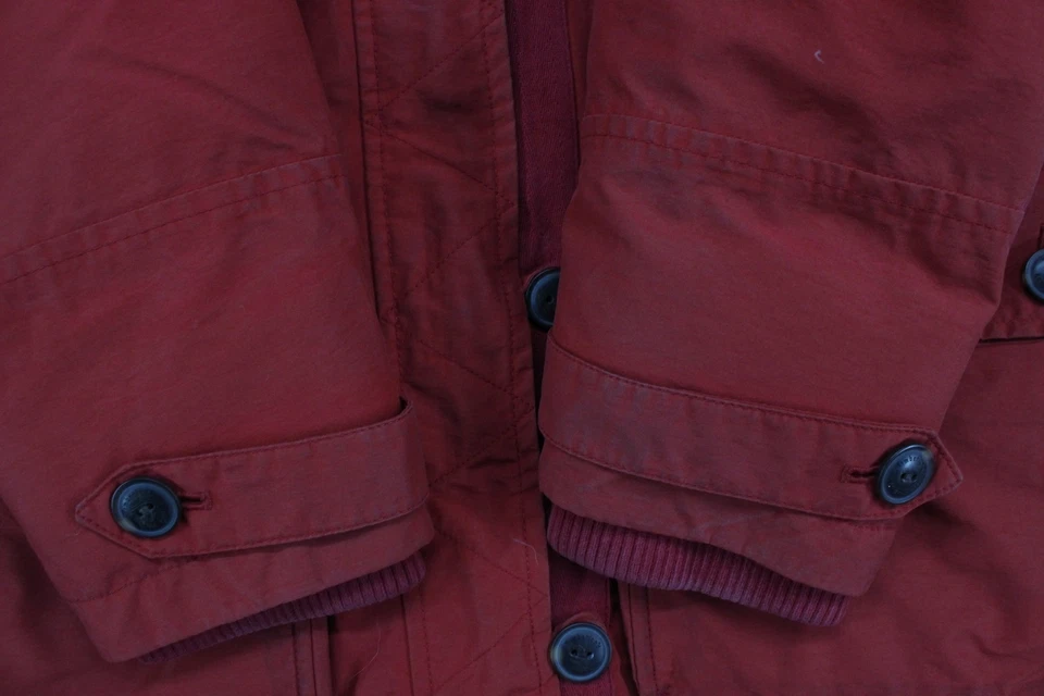 Casaco feminino Timberland Parka tamanho P vermelho zíper completo com capuz isolado - Imagem 4 de 4