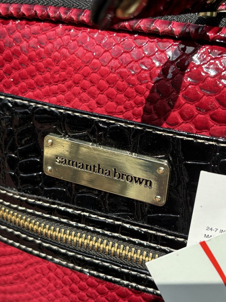 NWT Samantha Brown Ombre Croco Embossed Backpack Burgundy & Black